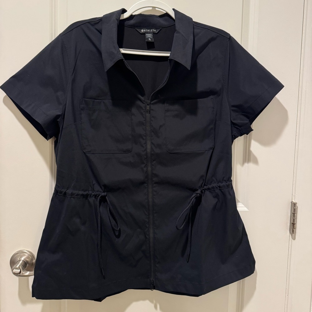 Athleta Black Short Sleeve zip up jacket size XL NWOT